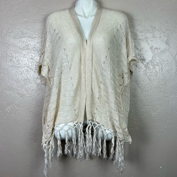Flying Tomato off white cardigan open small crochet tassel boho‎ - Picture 1 of 13